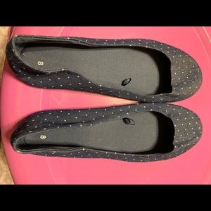 Demon blue polka dot flats